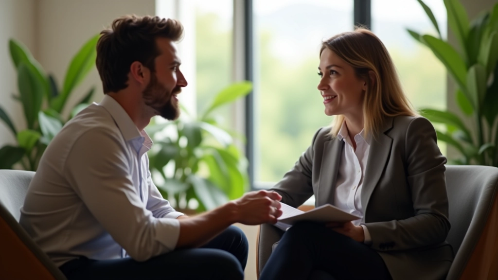 Zwei Team-Mitglieder führen ein strukturiertes Feedback-Gespräch mit aktiver Zuhör-Haltung