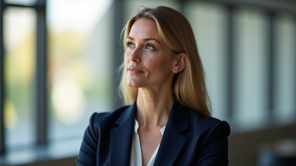Nachdenkliche Führungskraft in modernem Büro, sitzt am Schreibtisch mit Notizen und schaut konzentriert auf Papiere