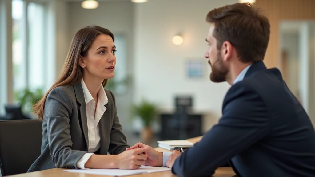 Ein Teamleiter sitzt mit einem Mitarbeiter zusammen und führt ein empathisches Gespräch über persönliches Wohlbefinden